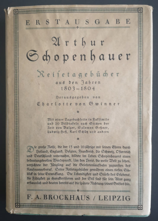 Arthur Schopenhauer Reisetagebücher - Erstausgabe