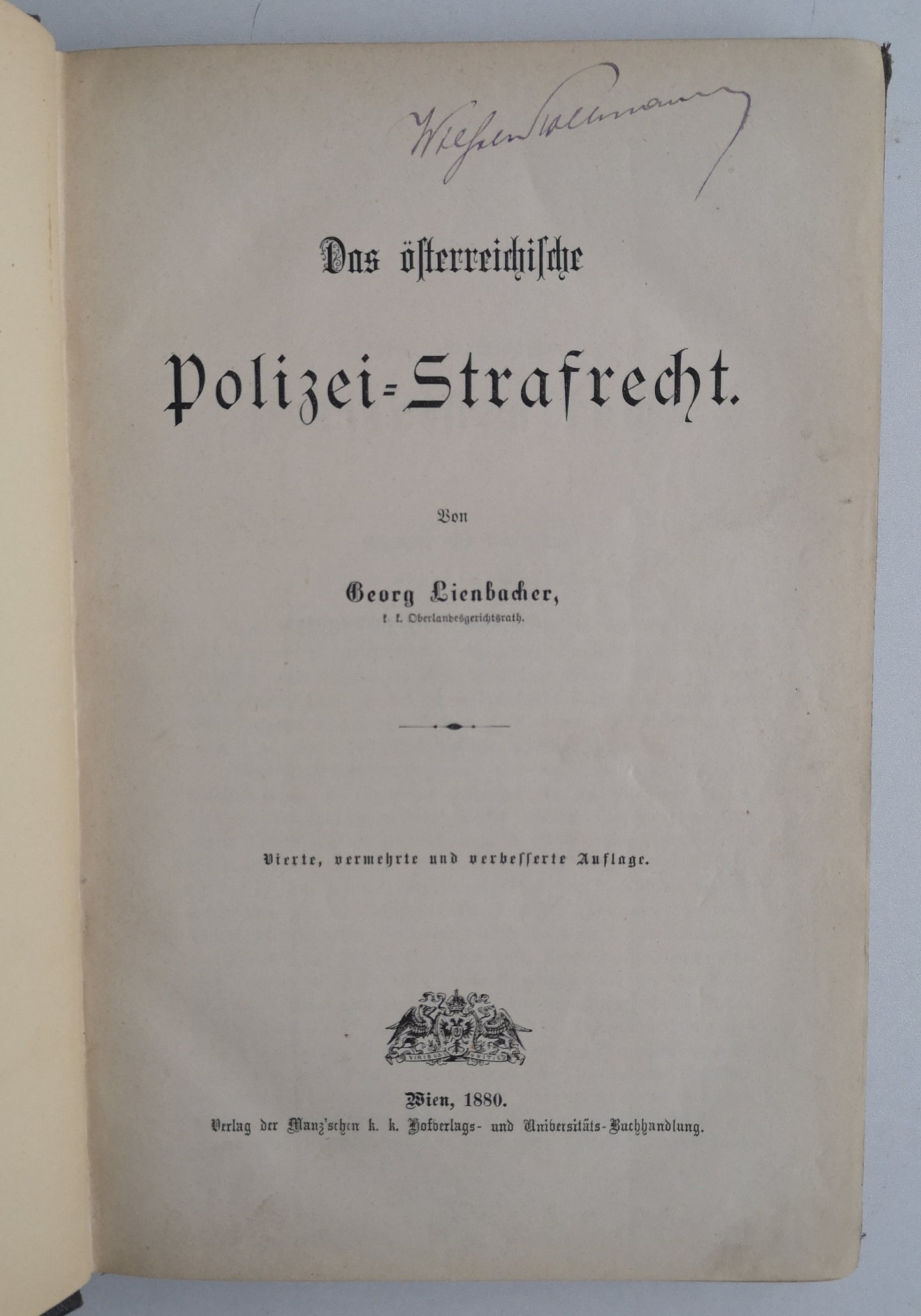 Das österreichische Polizei Strafrecht 1880