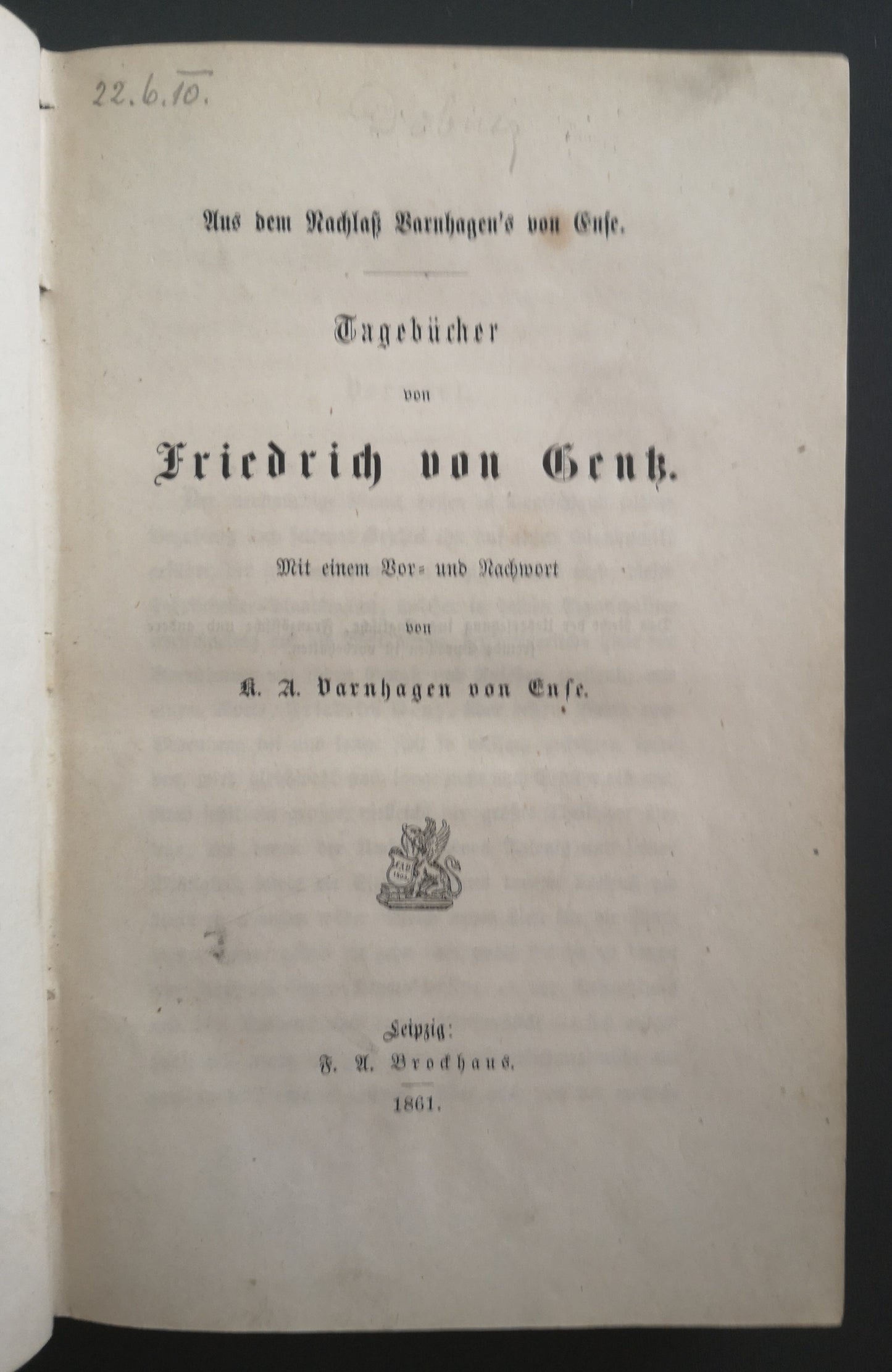 Tagebücher von Friedrich von Gentz